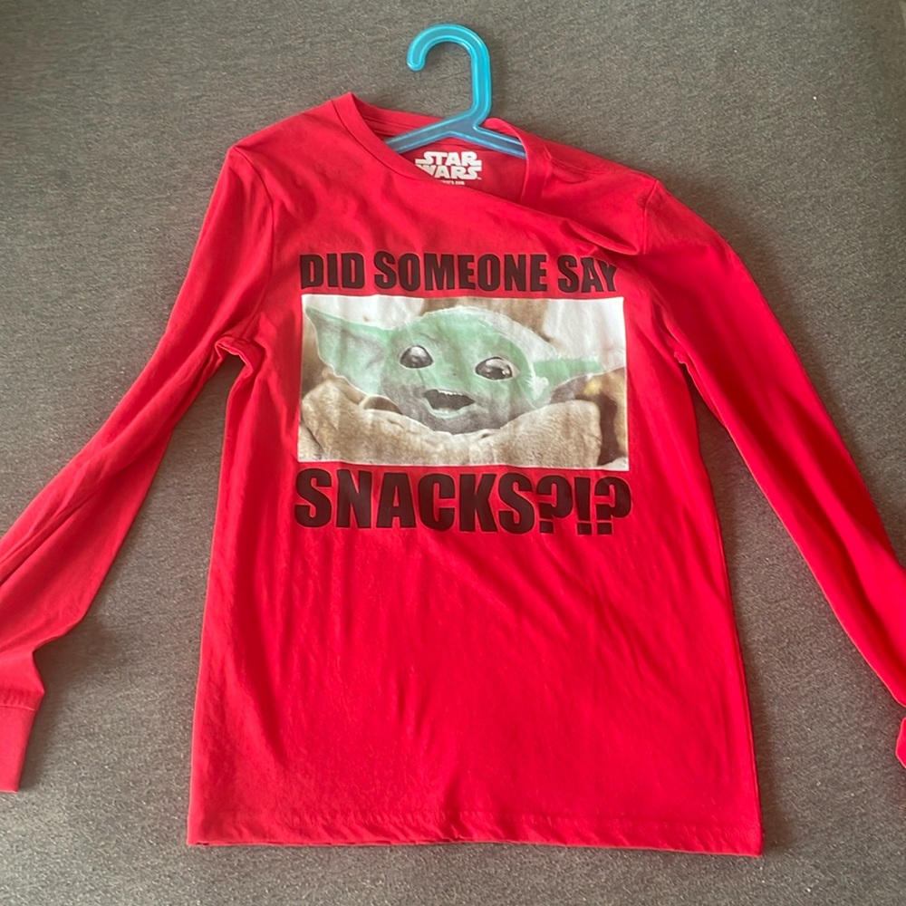 Star Wars baby yoda “did someone say snacks” long sleeve boys t shirt